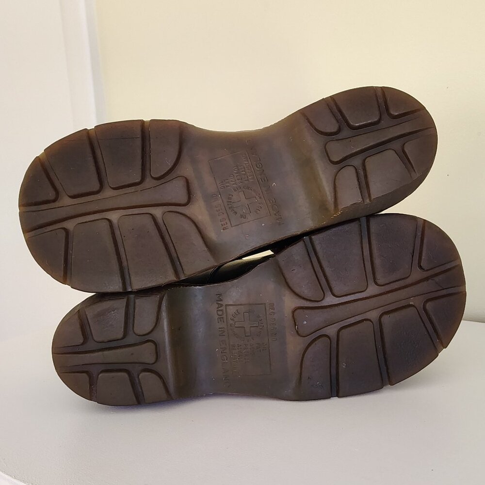 Vintage Black & Brown Leather Made in England DR. MARTENS Chunky Mary Jane Shoes - Picture 8 of 11